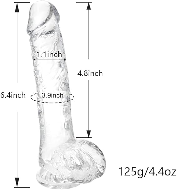 Small Realistic Clear 6 inch Cute Dildo,Adult Sex Toy with Suction Cup Dildo, Suitable for Beginner Women/Men/Gay with Thin and Slim Poke, can be Use for G-spot and Anal
