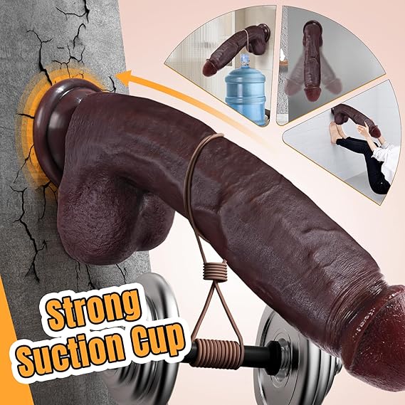 Sex Toys Big Realistic Dildo - Sex Toy 10.8 Silicone Brown Curved Giant Dual-Layer Dildos for G Spot and Anal Butt Plug with Suction Cup, Sex Toy for Women Men Couple Harness Strap-On Dildo