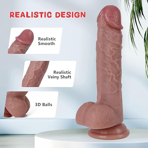 Kstert Realistic Dildo – 7.8 Liquid Silicone Toy with Strong Suction Cup, Lifelike Veiny Texture & Resilient Firmness, Hands-Free G Spot Focused Design for Women & Beginners
