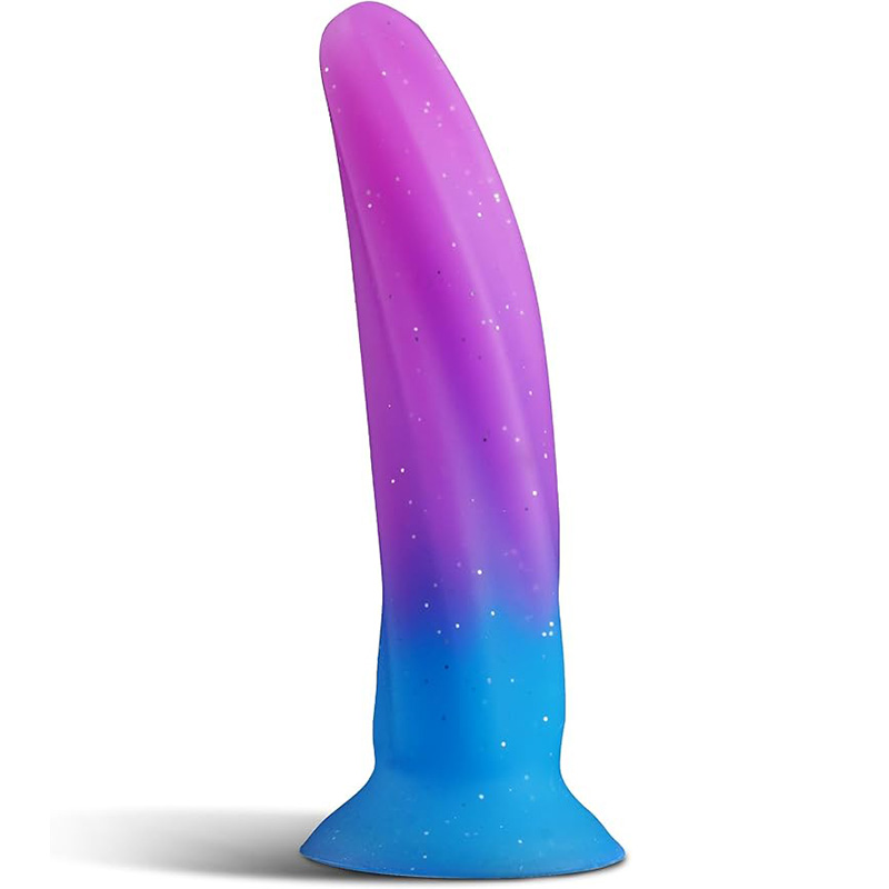 Soft 6-Inch Silicone Dildo with Suction Cup – Slim G-Spot & Prostate Toy for Beginners, Small Fantasy Anal & Butt Plug for Men and Women, Purple Blue