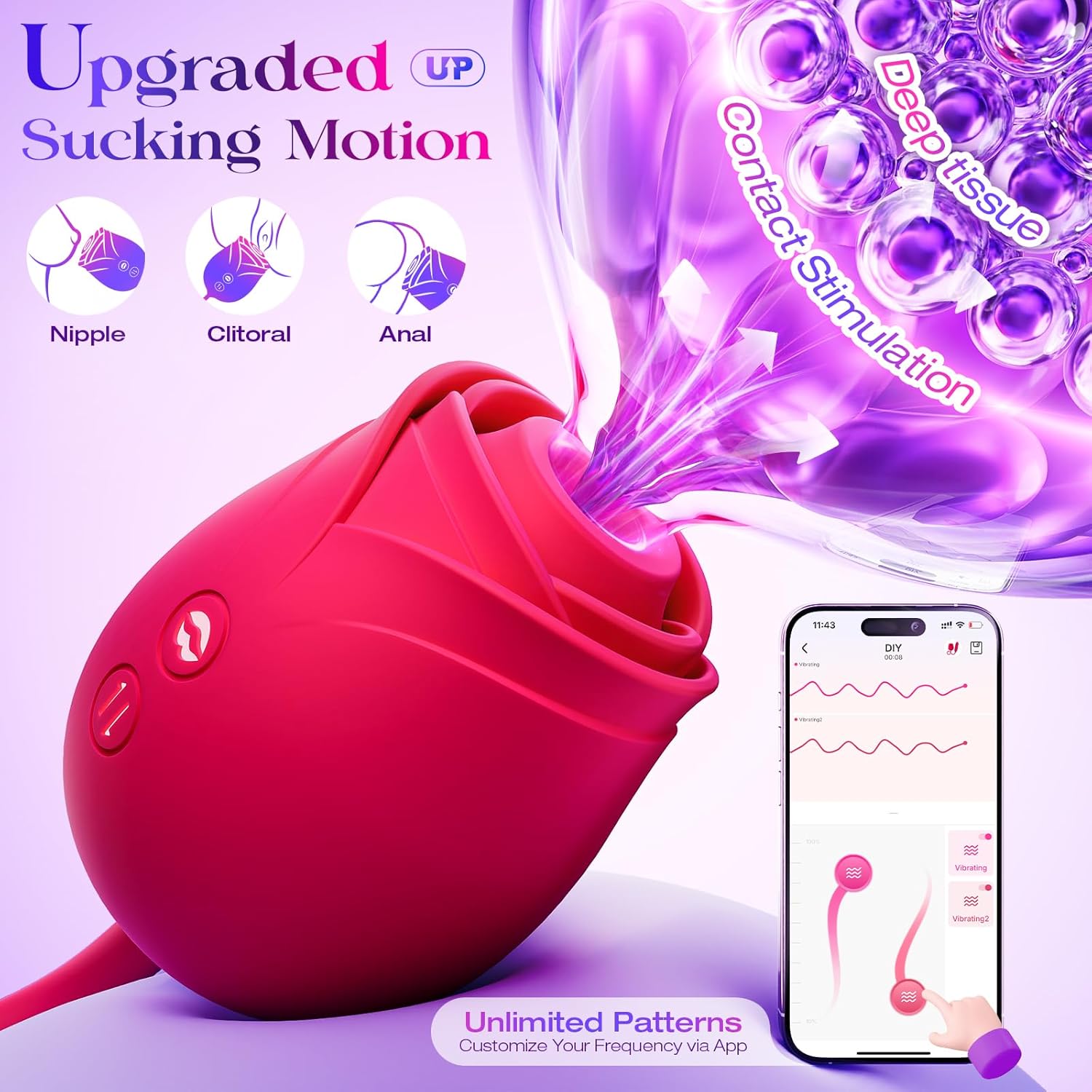 USB-Rechargeable Rose Suction & Vibrating G-Spot Vibrator – Multi-Function Clitoral & Couples Pleasure Toy