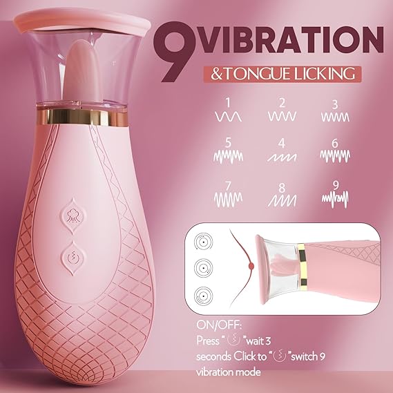  Clitoral Sucking Vibrator Sex Toys, 3 Sucking 9 Licking Modes Nipples Clit Sucker for Quick Orgasm, Tongue Vibrators Adult Toys for Women Couples (Lotus Pink)