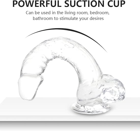 Small Realistic Clear 6 inch Cute Dildo,Adult Sex Toy with Suction Cup Dildo, Suitable for Beginner Women/Men/Gay with Thin and Slim Poke, can be Use for G-spot and Anal