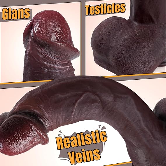 Sex Toys Big Realistic Dildo - Sex Toy 10.8 Silicone Brown Curved Giant Dual-Layer Dildos for G Spot and Anal Butt Plug with Suction Cup, Sex Toy for Women Men Couple Harness Strap-On Dildo