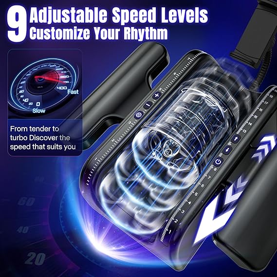 Male Masturbator Sex Toys for Men - Pocket Pussy Adult Toys with 7.8in Adjustable Thrusting Length & 9 Speeds, LCD Male Sex Toy Hands Free Masturbators with 2 Sleeves & Phone Stand Male Stroker
