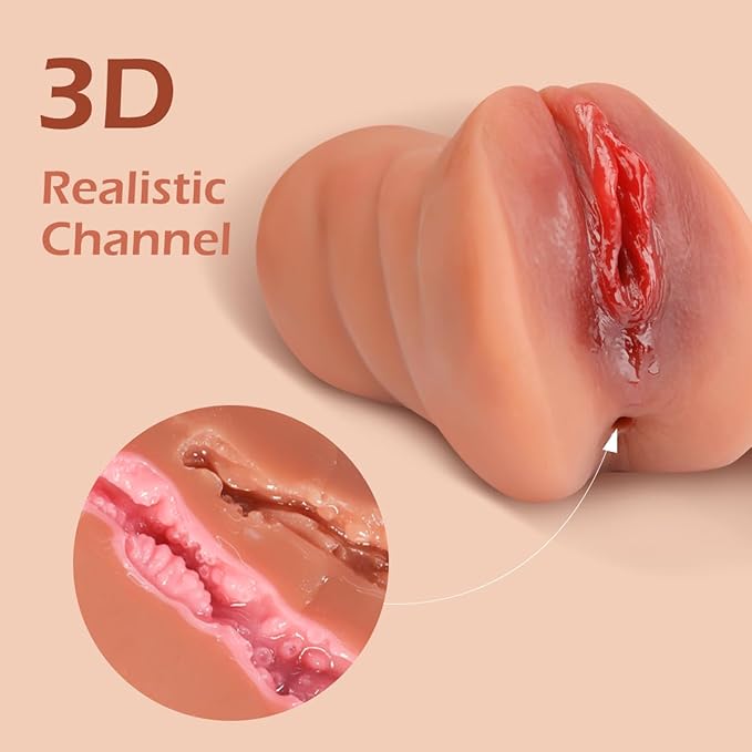 3 in 1 Pocket Pussy Male Masturbators with Lifelike Face, Sex Doll with Realistic Textured Mouth Vagina and Tight Anus, Masturbator Male Stroker Deep Throat Oral Adult Sex Toys for Men Pleasure(Brown)