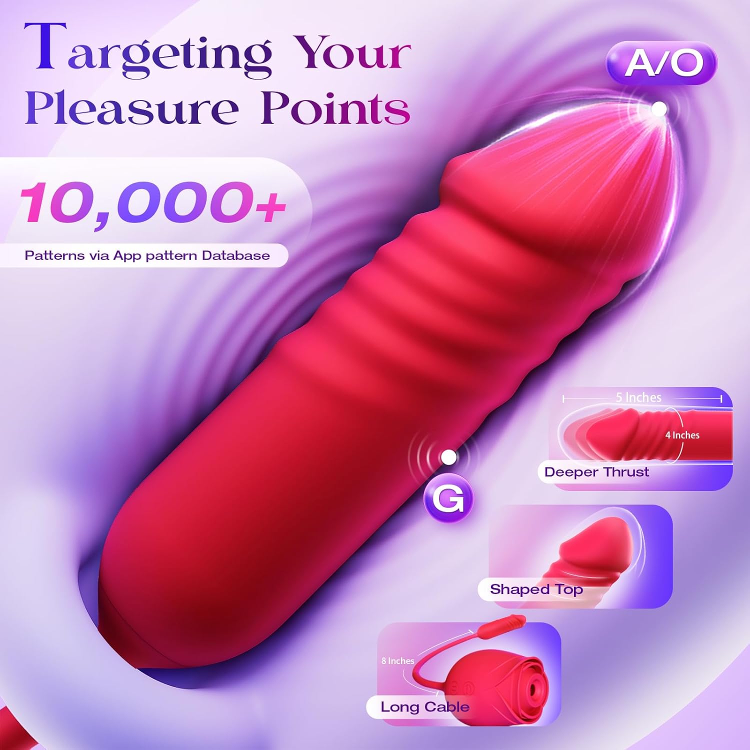 USB-Rechargeable Rose Suction & Vibrating G-Spot Vibrator – Multi-Function Clitoral & Couples Pleasure Toy