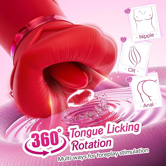 Vibrator Adult Sex Toys for Women -  5IN1 Mouth Sucking Vibrator Rose Sex Toy, 10 Tongue Licking, 3 Auto & 1 Manual Sucking Adult Toys New APP, Anal Clit Nipple Vibrators Female Couples Sex Toys