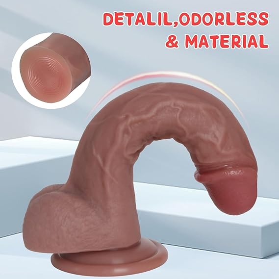 Kstert Realistic Dildo – 7.8 Liquid Silicone Toy with Strong Suction Cup, Lifelike Veiny Texture & Resilient Firmness, Hands-Free G Spot Focused Design for Women & Beginners