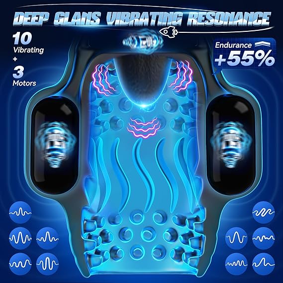 Male Sex Toys for Men Glans Vibrator - Male Maturbator with 10 Licking Vibrating Modes & 3 Motors Stroker & Smart AI Sync App for 360° Pocket Pussy Wrap, Adult Sex Toy for Men S&M Floggers