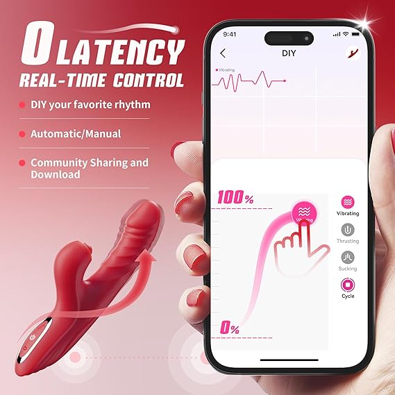 Vibrator Thrusting Dildo for Women G Spot Rose Toy Clitoral Stimulator Sex Toys Dildos Vibrator with 10 Vibration 7 Thrust Mode with Licking, Rabbit Vibrators Adult Sex Toy Couple AI Sync Games