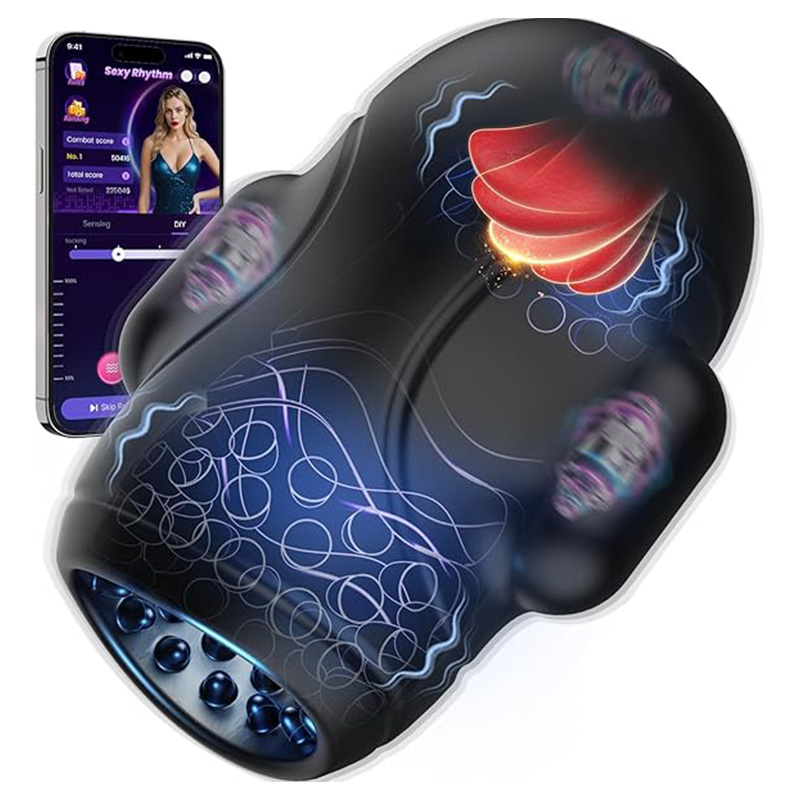 Male Sex Toys for Men Glans Vibrator - Male Maturbator with 10 Licking Vibrating Modes & 3 Motors Stroker & Smart AI Sync App for 360° Pocket Pussy Wrap, Adult Sex Toy for Men S&M Floggers