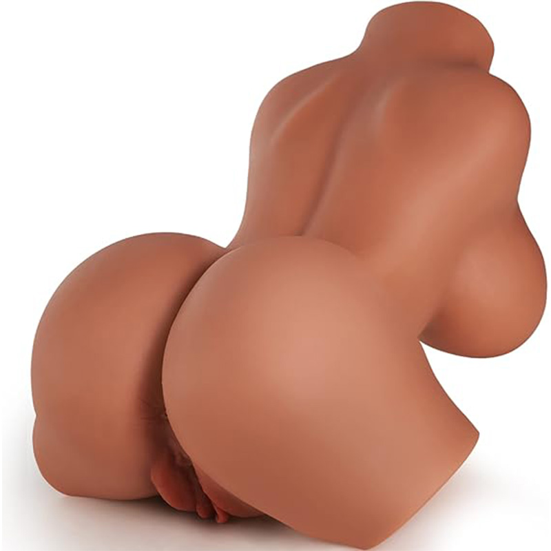 Brown-Skin Sex Doll Masturbator with Big Boobs, Realistic Vagina & Anus - 3Lb Mini Male Masturbator Torso Adult Love Doll for Men Masturbation Pleasure