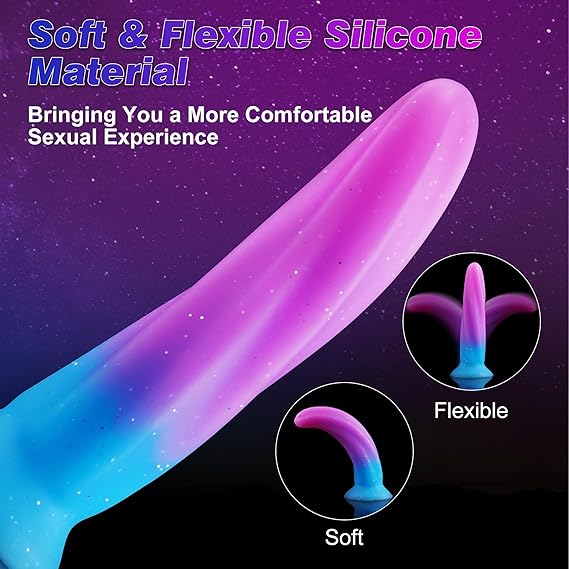 Soft 6-Inch Silicone Dildo with Suction Cup – Slim G-Spot & Prostate Toy for Beginners, Small Fantasy Anal & Butt Plug for Men and Women, Purple Blue