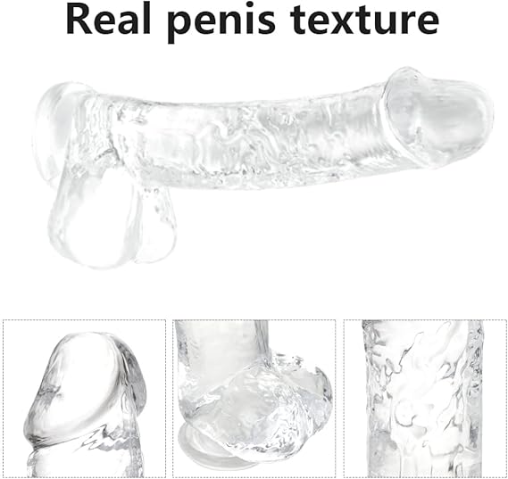 Small Realistic Clear 6 inch Cute Dildo,Adult Sex Toy with Suction Cup Dildo, Suitable for Beginner Women/Men/Gay with Thin and Slim Poke, can be Use for G-spot and Anal