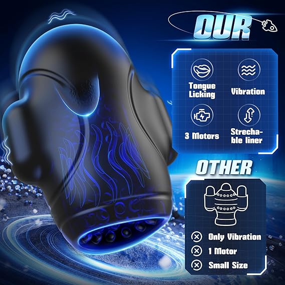 Male Sex Toys for Men Glans Vibrator - Male Maturbator with 10 Licking Vibrating Modes & 3 Motors Stroker & Smart AI Sync App for 360° Pocket Pussy Wrap, Adult Sex Toy for Men S&M Floggers