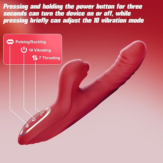 Vibrator Thrusting Dildo for Women G Spot Rose Toy Clitoral Stimulator Sex Toys Dildos Vibrator with 10 Vibration 7 Thrust Mode with Licking, Rabbit Vibrators Adult Sex Toy Couple AI Sync Games