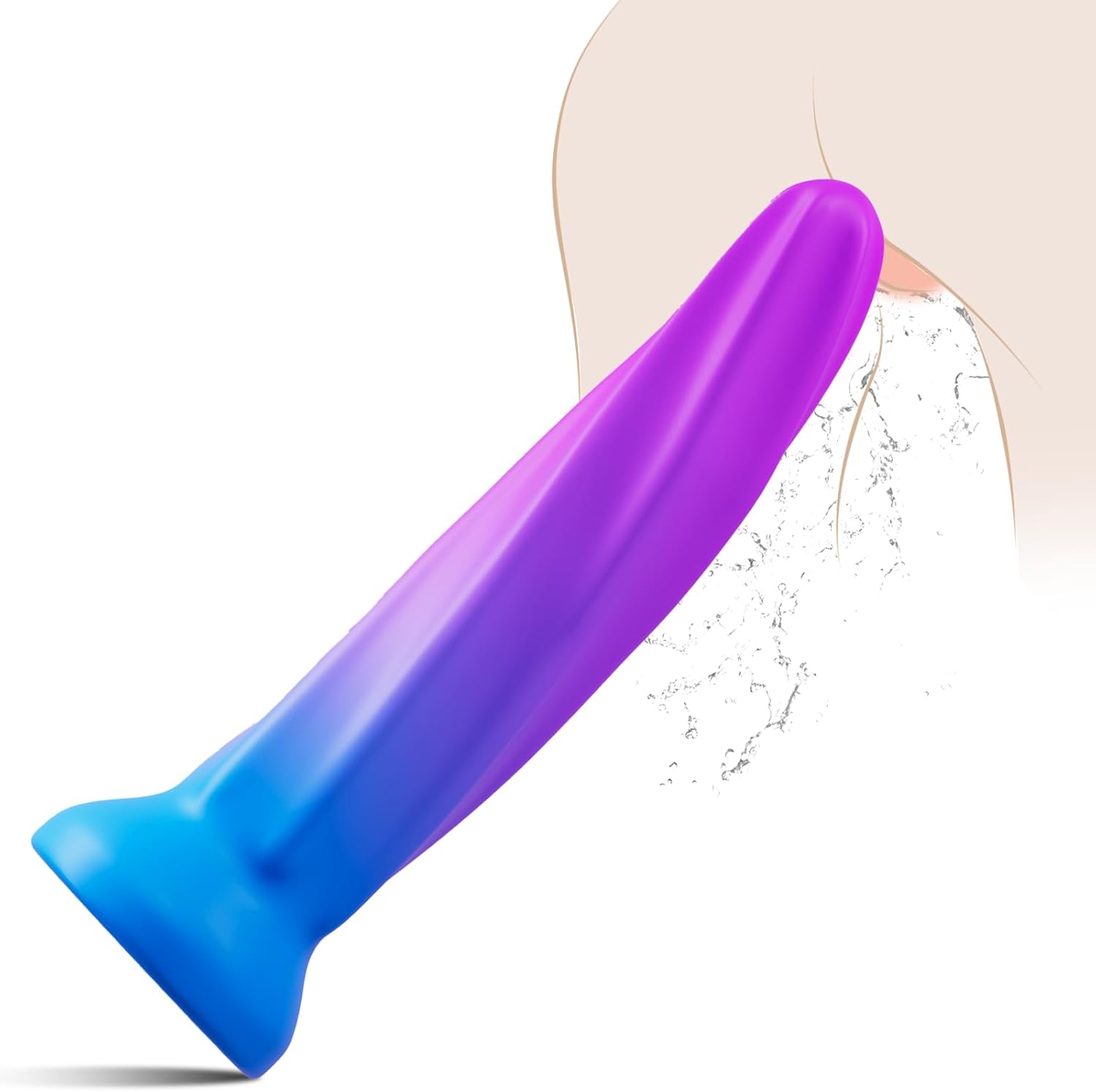 Soft 6-Inch Silicone Dildo with Suction Cup – Slim G-Spot & Prostate Toy for Beginners, Small Fantasy Anal & Butt Plug for Men and Women, Purple Blue