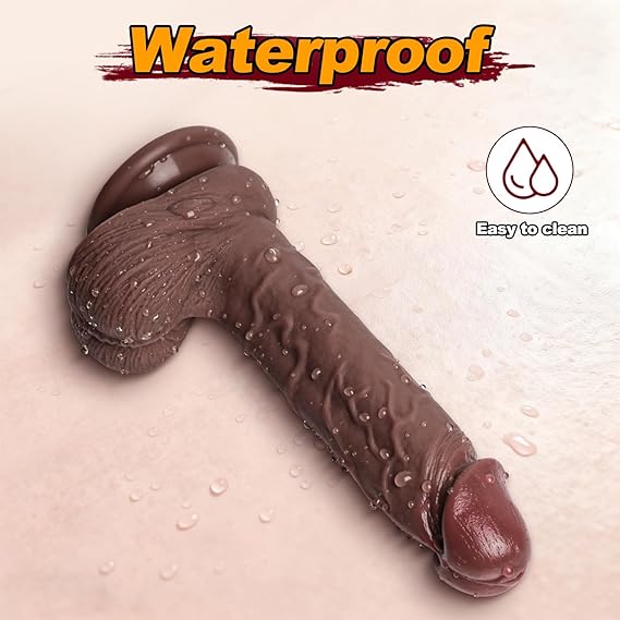 Realistic Dildo Ideal for Beginners Silicone Design with Powerful Suction Cup for Hands-Free G-spot and Anal Pleasure Authentic G-spot Stimulation Anal Toy for Women and Couples 7.7 inches (Brown)