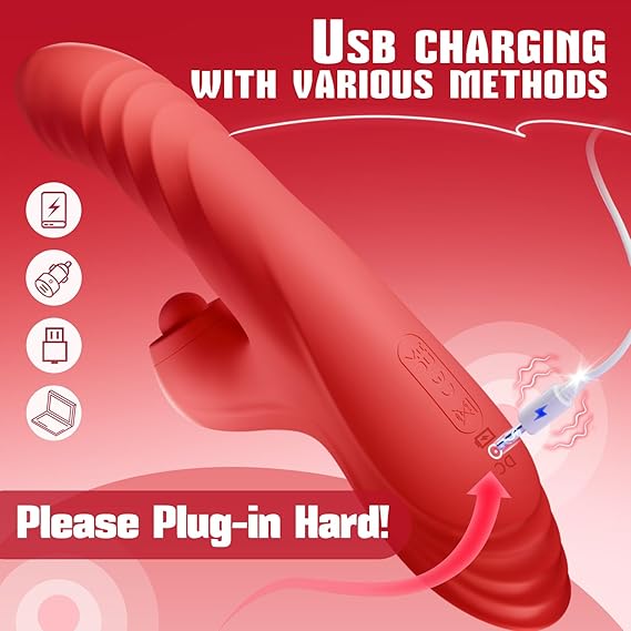 Vibrator Thrusting Dildo for Women G Spot Rose Toy Clitoral Stimulator Sex Toys Dildos Vibrator with 10 Vibration 7 Thrust Mode with Licking, Rabbit Vibrators Adult Sex Toy Couple AI Sync Games