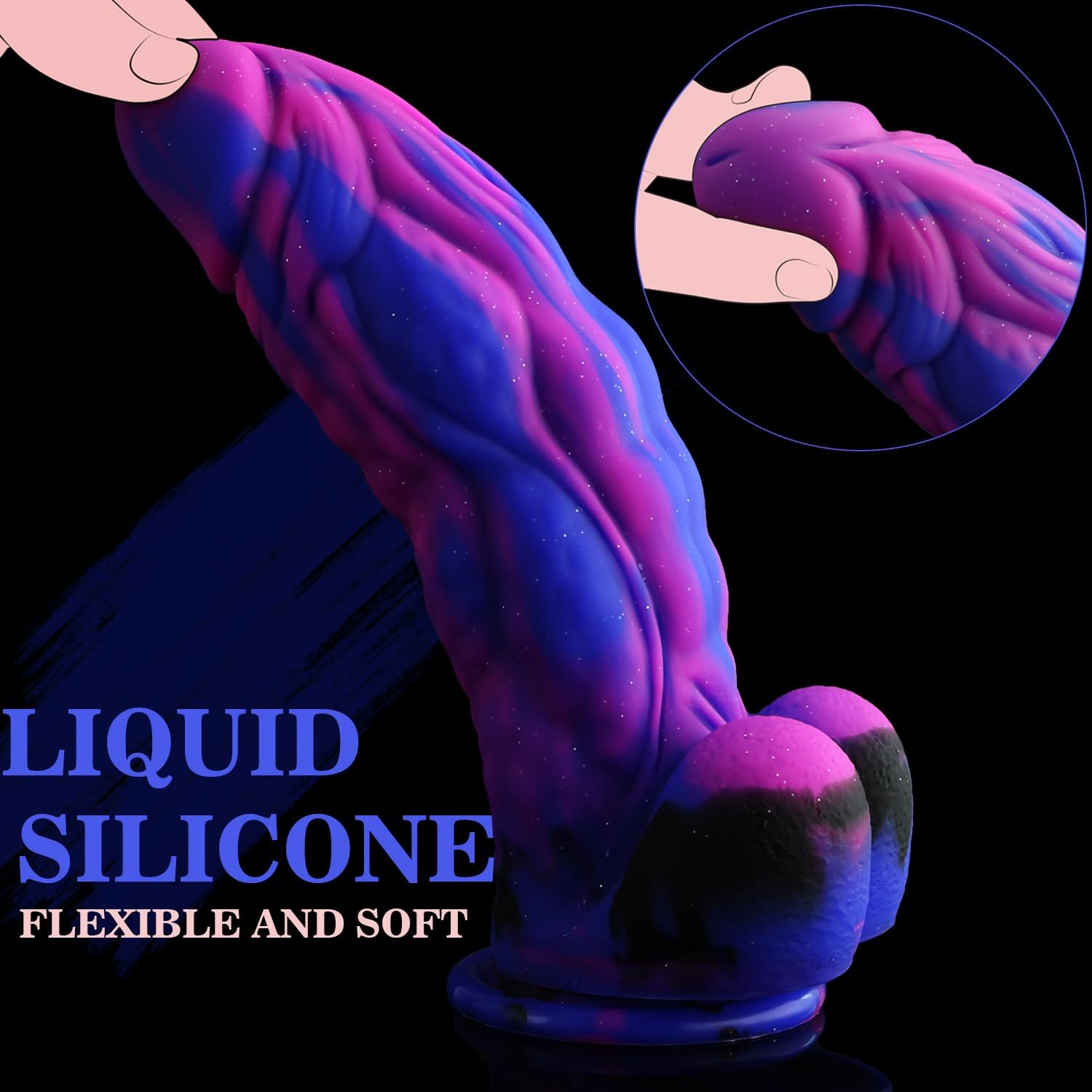 9.5'' Huge Fantasy Realistic Dildo,2.4'' in Diameter Thick G-spot Dildo,Soft Silicone Anal Dildo with Powerful Suction Cup,Adult Sex Toys for Women Men Gay Couple for Clitoral Vaginal Anal Stimulation