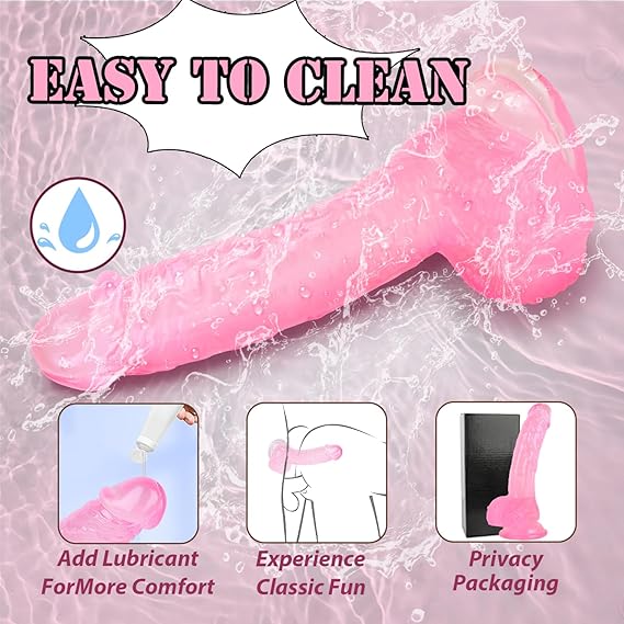 7 Inch Soft Pink Dildo, Realistic Silicone Medium Anal Dildos Stimulation Vaginal G-Spot and Anal, Safe Material Lifelike Men Penis with Strong Suction Cup, Adult Sex Toys for Women/Beginner Sexual