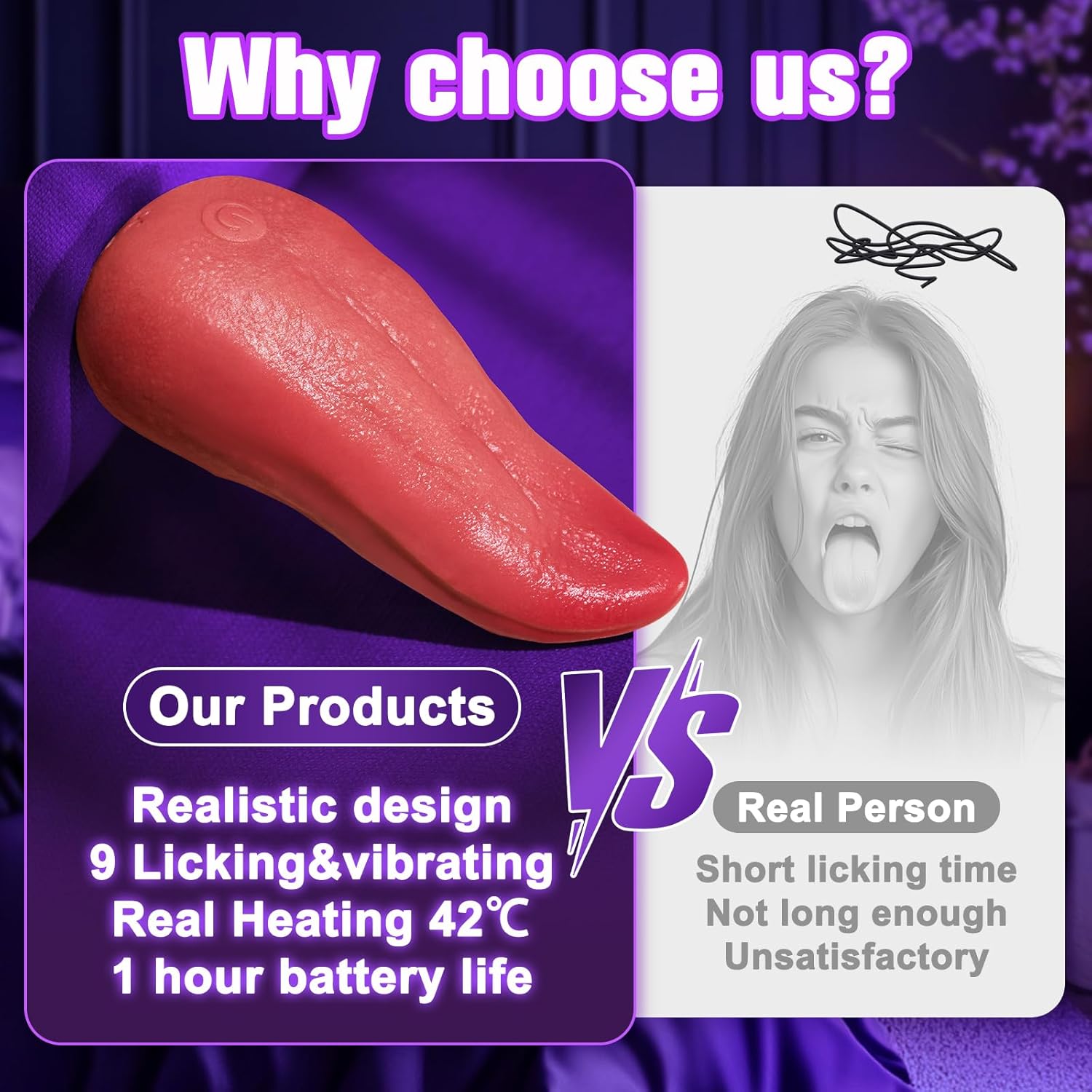 Tongue Vibrator Sex Toy for Women - 3 in 1 Realistic Vibrators Adult Sex Toys with 9 Licking Vibrating & Heating Modes for Clitoral G Spot Stimulator, Adult Toys Dildo for Female Couple Games