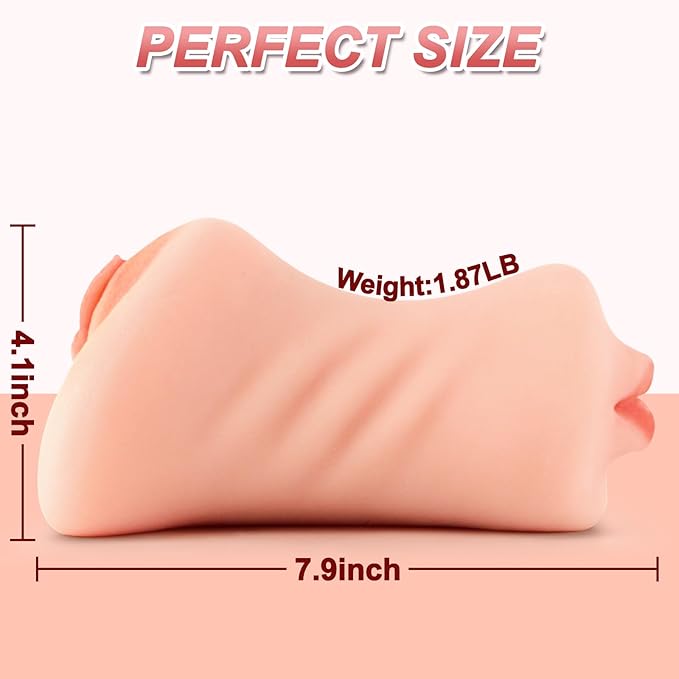 3 in 1 Pocket Pussy Male Masturbator - Adult Sex Toys for Men Penis Stimulation,Male Blowjob Stroker Toy with 3D Realistic Textured Tight Anus & Real Mouth for Man Masturbation Pleasure (Flesh)