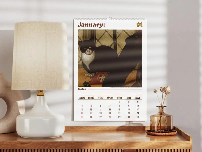 Weird cats in renaissance 2026 Wall Calendar