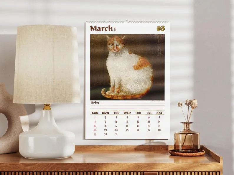 Weird cats in renaissance 2026 Wall Calendar