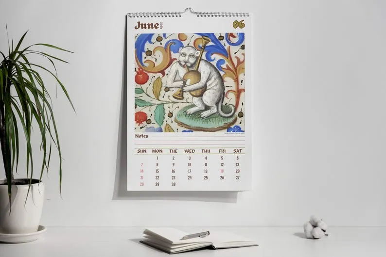 Weird cats in renaissance 2026 Wall Calendar