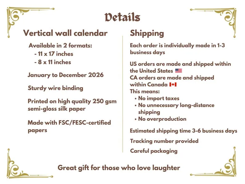 Weird cats in renaissance 2026 Wall Calendar