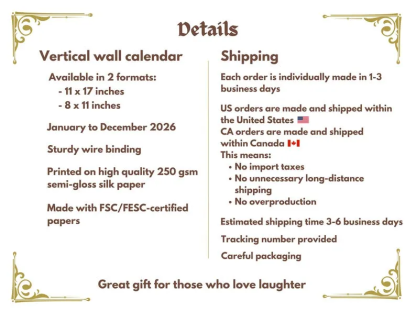 Weird cats in renaissance 2026 Wall Calendar