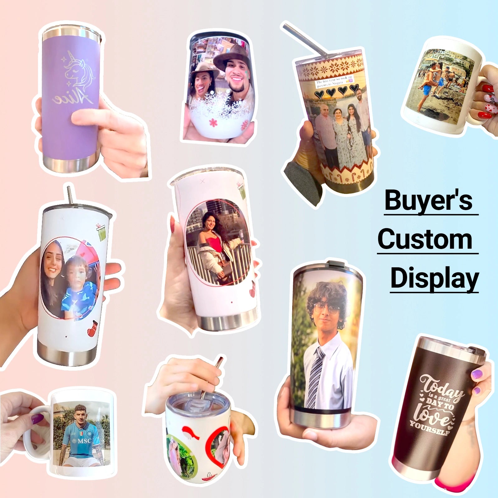 Customized Gift 30 oz Tumbler with Picture, Text, Name, Logo
