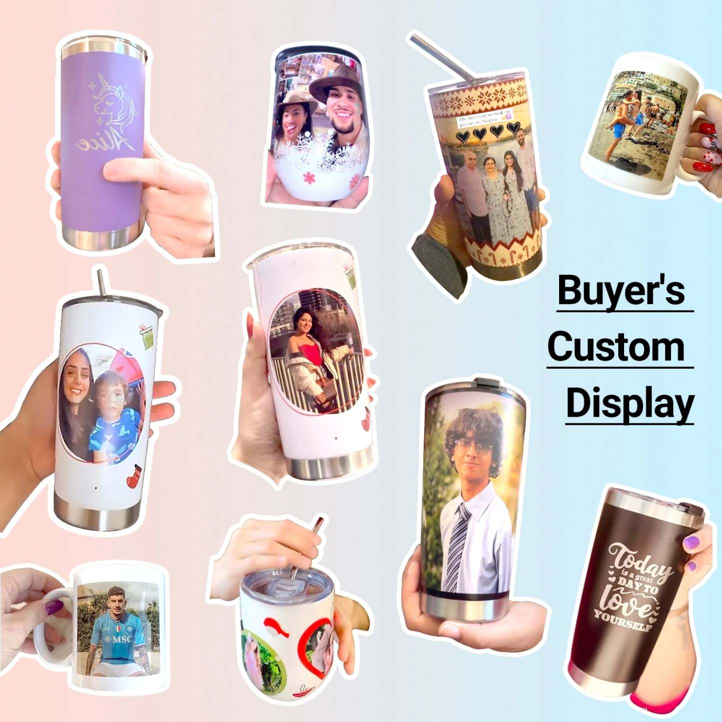 Customized Gift 30 oz Tumbler with Picture, Text, Name, Logo