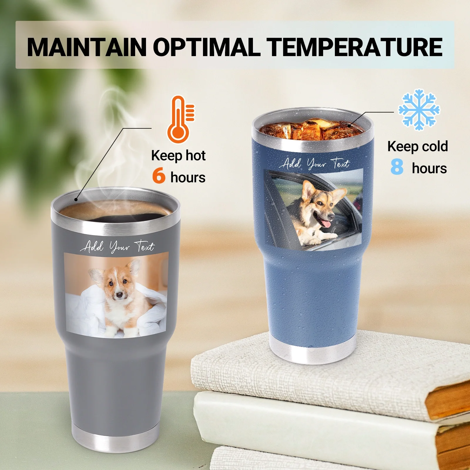 Customized Gift 30 oz Tumbler with Picture, Text, Name, Logo