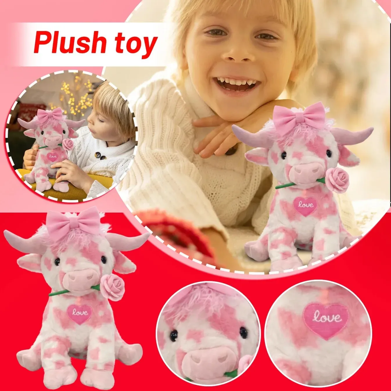 🐮Adorable Pink Highland Cow Plush