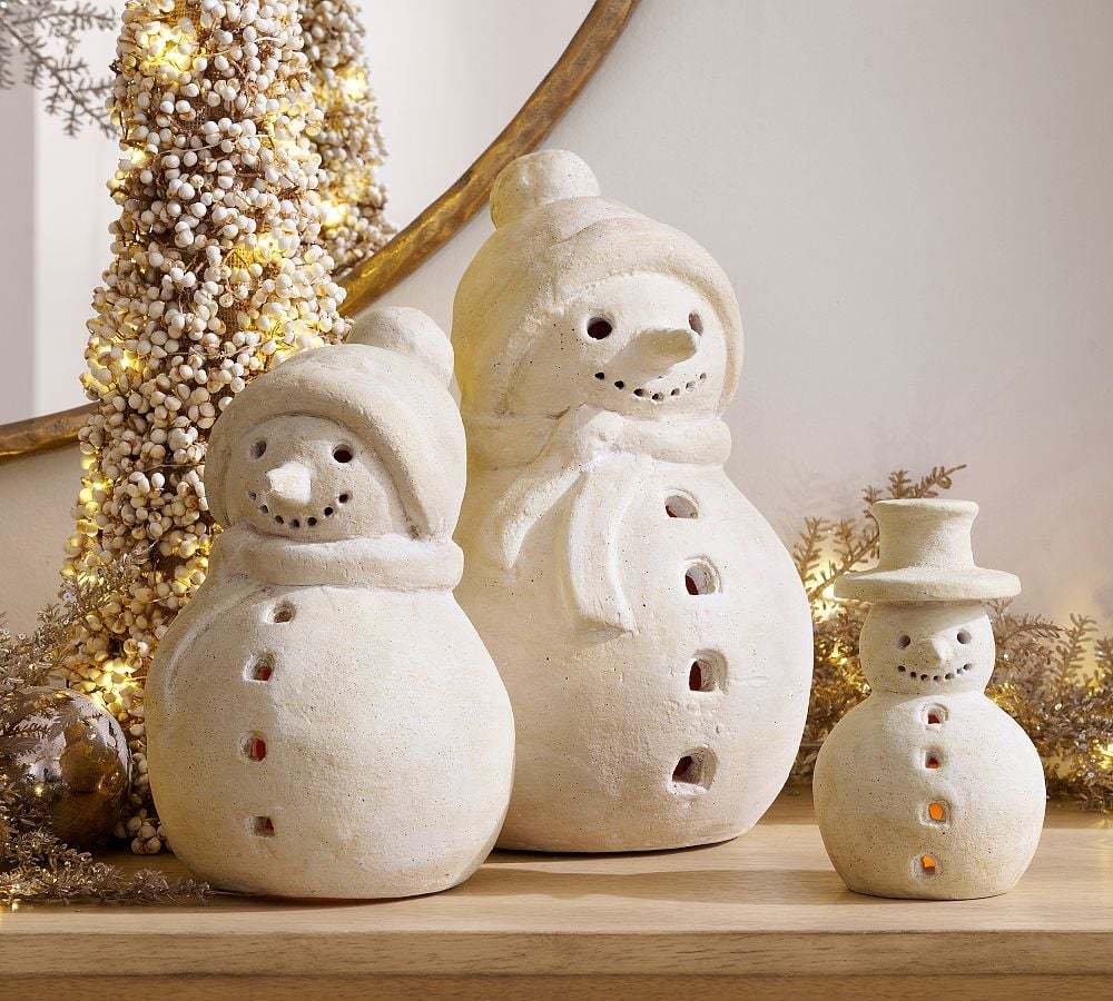🎅BUY 2 GET 1 Christmas Bestsellers ⛄ Handmade Terracotta Snowman Figurines 