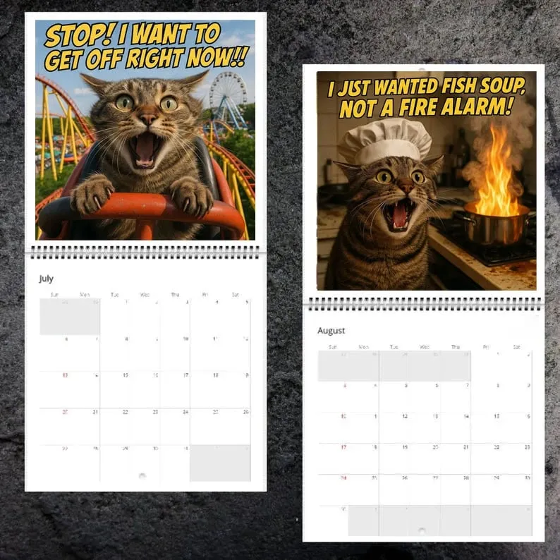 Funny Screaming Cats Calendar 2026