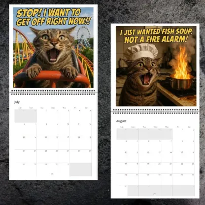 Funny Screaming Cats Calendar 2026