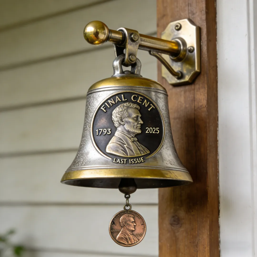 🔔Final Cent 1793–2025 Commemorative Bell – “Last Issue” Penny Tribute Door & Porch Bell