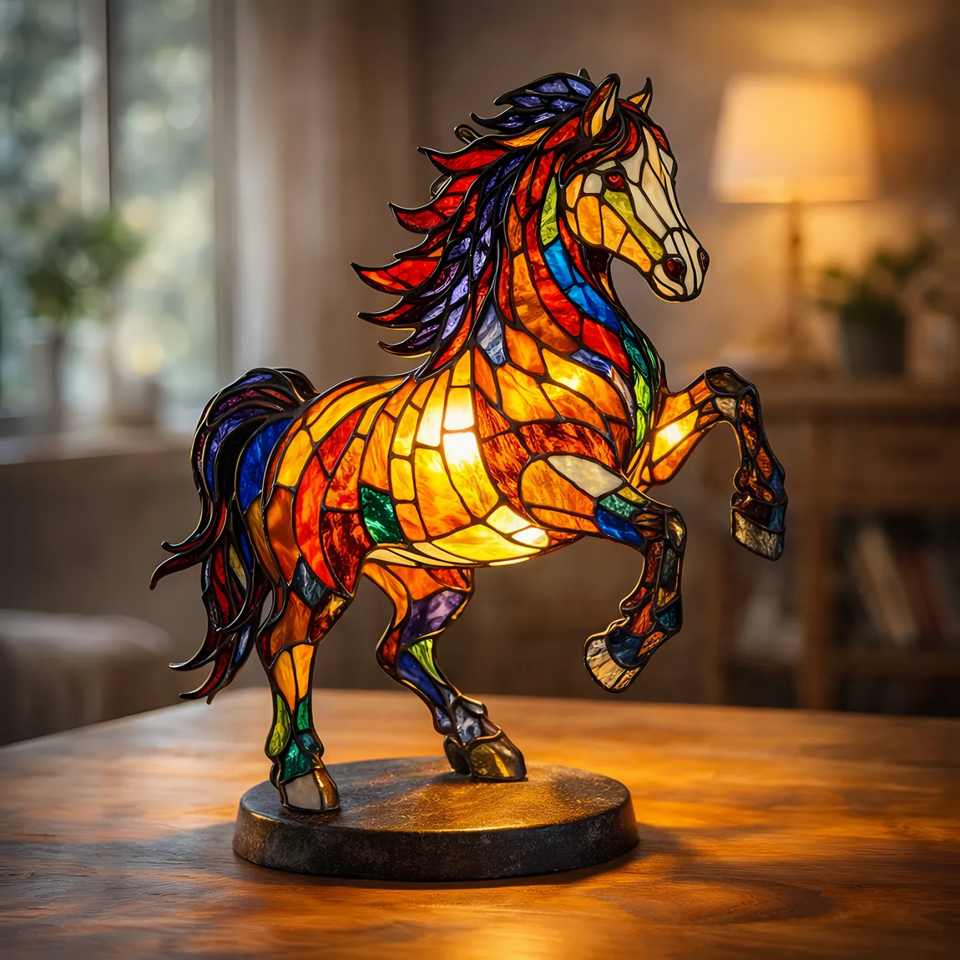 Lucky Stained-Glass Horse Lamp – Year of the Horse 2026 Collector’s Light 🐎✨