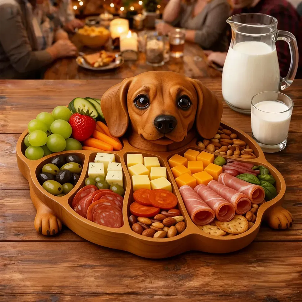 🔥🔥New Year 50% Off--🐶Bulldog Delight Wooden Charcuterie & Snack Board