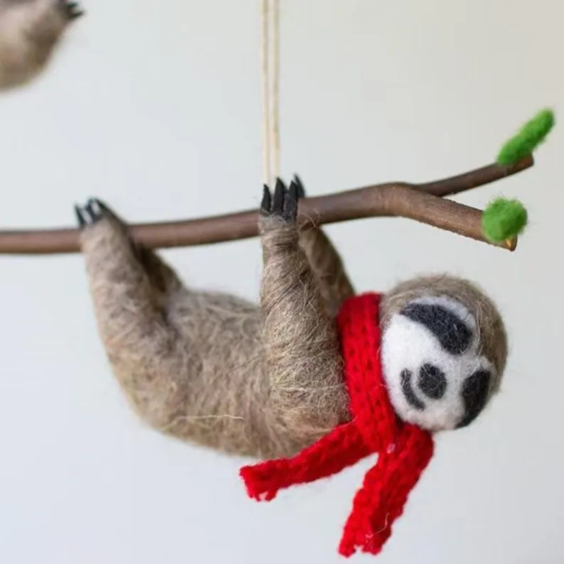 Wool Felt Christmas Sloth Ornaments – Your New Holiday Besties!