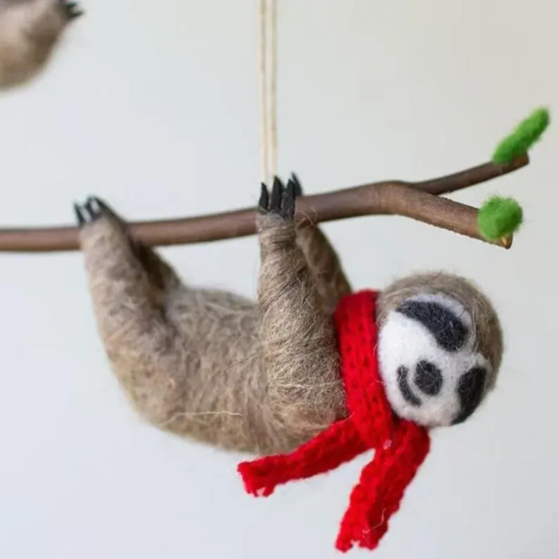 Wool Felt Christmas Sloth Ornaments – Your New Holiday Besties!