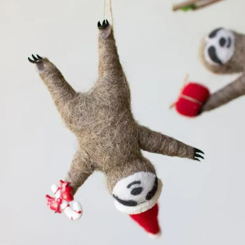 Wool Felt Christmas Sloth Ornaments – Your New Holiday Besties!