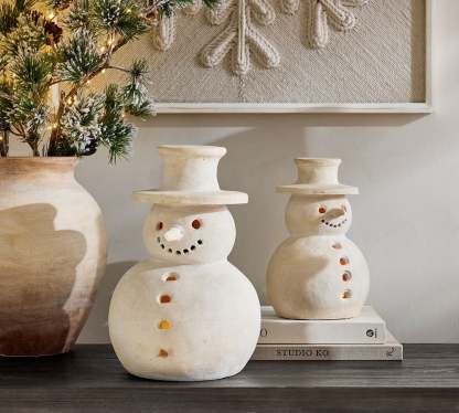 🎅BUY 2 GET 1 Christmas Bestsellers ⛄ Handmade Terracotta Snowman Figurines 