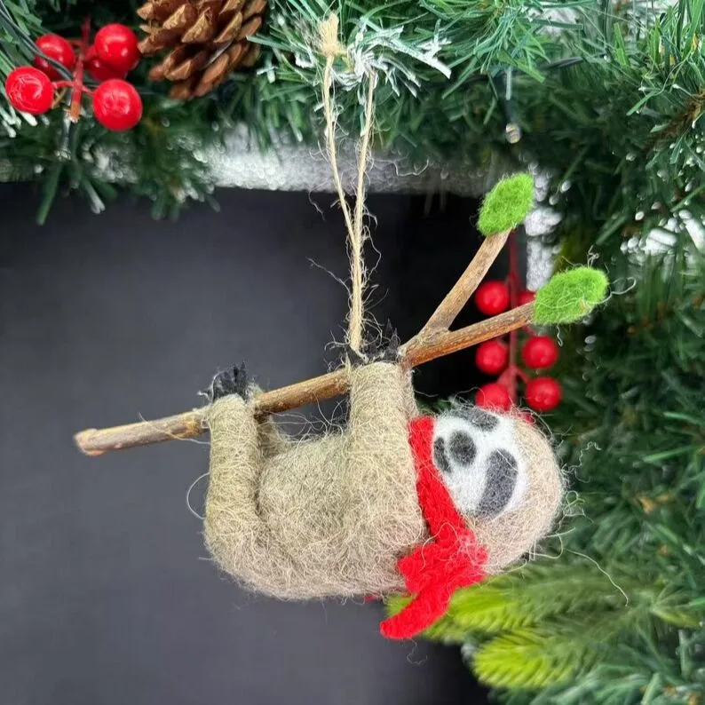 Wool Felt Christmas Sloth Ornaments – Your New Holiday Besties!