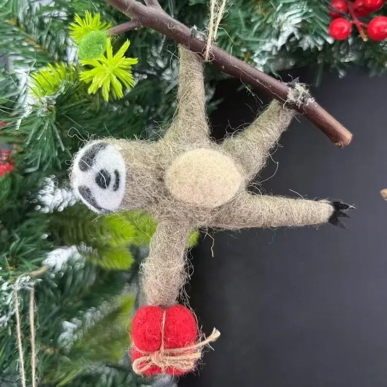 Wool Felt Christmas Sloth Ornaments – Your New Holiday Besties!