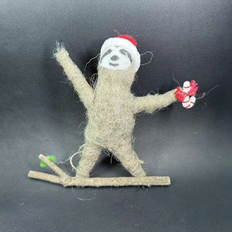 Wool Felt Christmas Sloth Ornaments – Your New Holiday Besties!